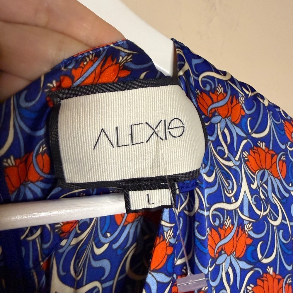 ALEXIS Alleria Printed Blue Floral Ruffle Midi Dress Women’s Large - Picture 9 of 12